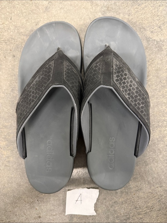 adidas Men\'s Black and Gray Woven Thong Sandals